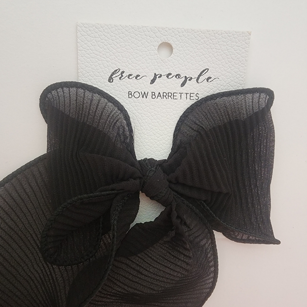 NWT Free People Black Rizzo Crinkled Bow - Picture 8 of 12